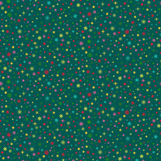 100% Cotton  Bright Starlight - Teal By Makower