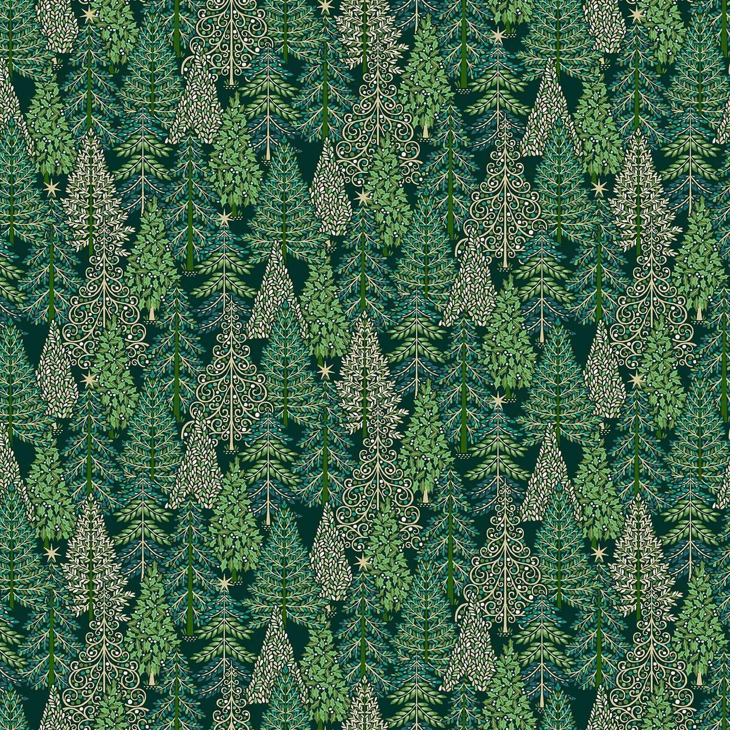 100% Cotton  Enchanted Forest - Green By Makower