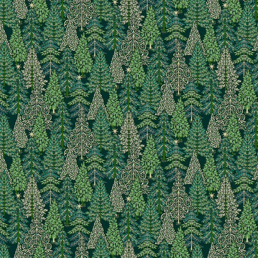 100% Cotton  Enchanted Forest - Green By Makower