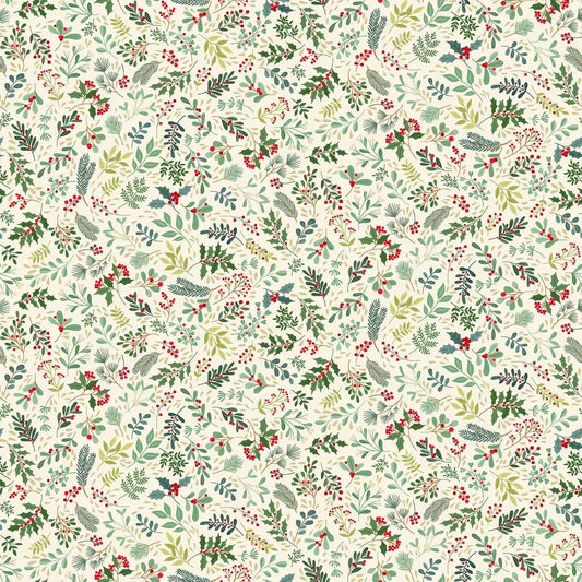 100% Cotton  Enchanted Foliage - Cream By Makower