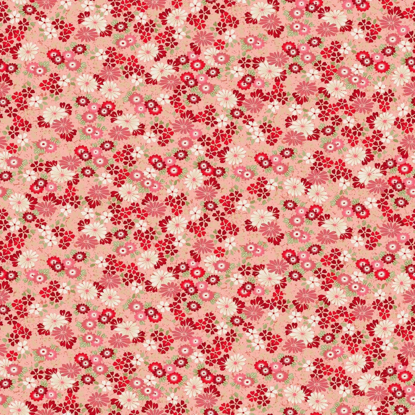 100% Cotton Kasumi Floating Flowers Red By Makower