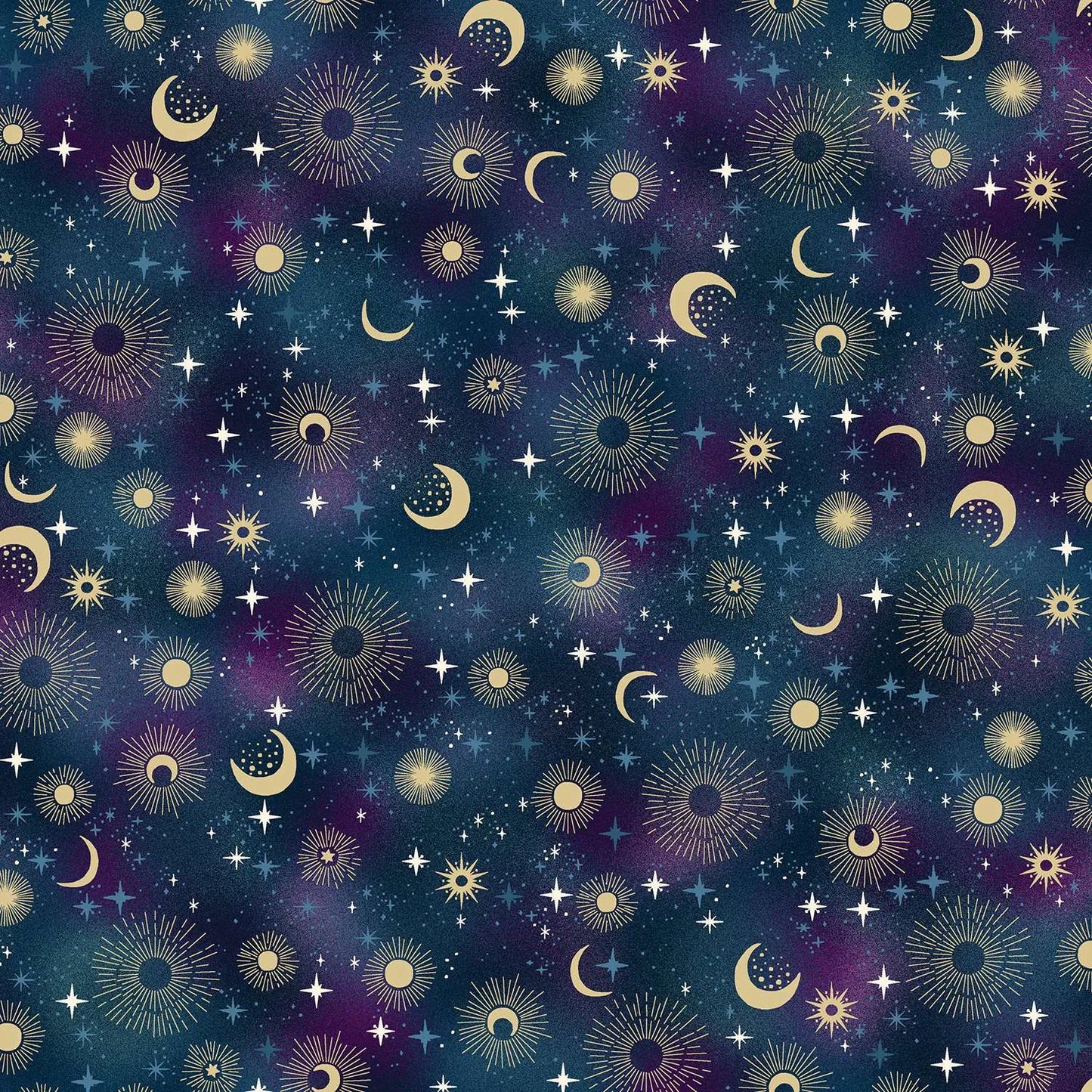 100% Cotton Luna Constellation - Blue By Makower