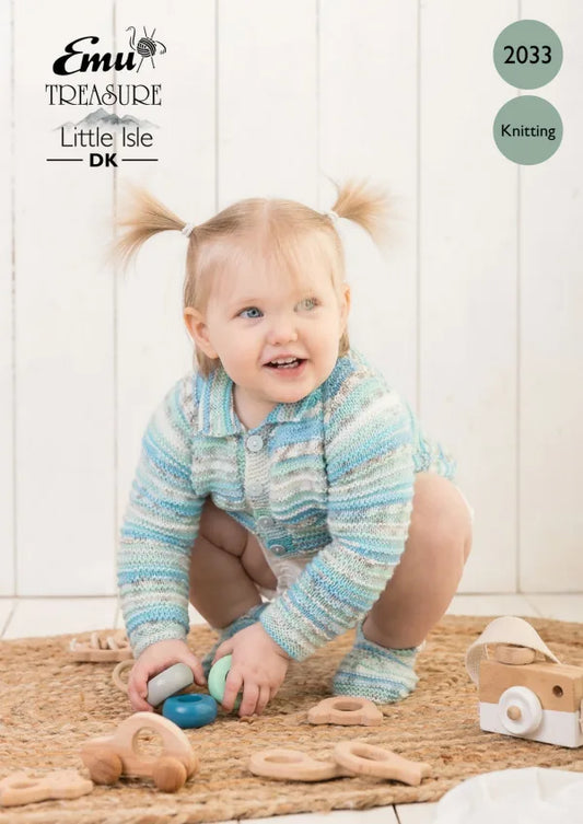 Emu Knitting Pattern Baby Jacket and Booties - Double knitting (2033)