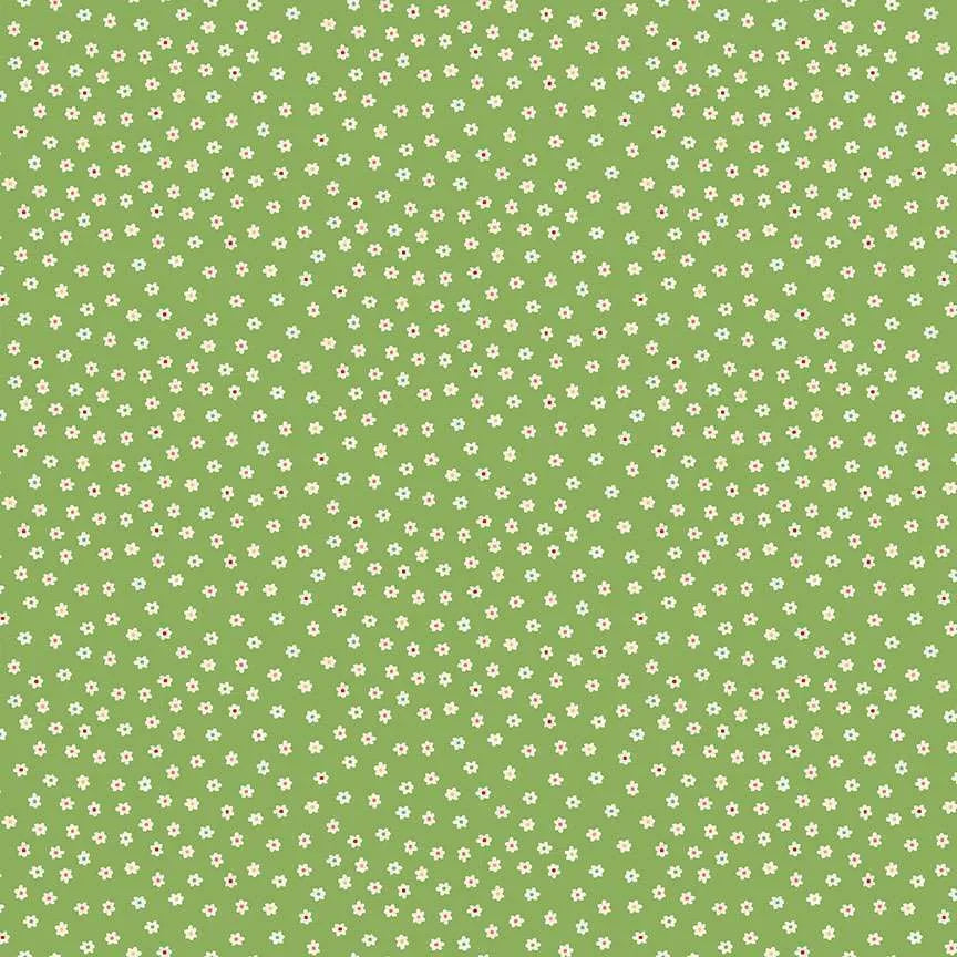 100% Cotton Mini Daisy Green By Makower