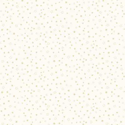 100% Cotton Metallic Gold Stars - Cream By Makower