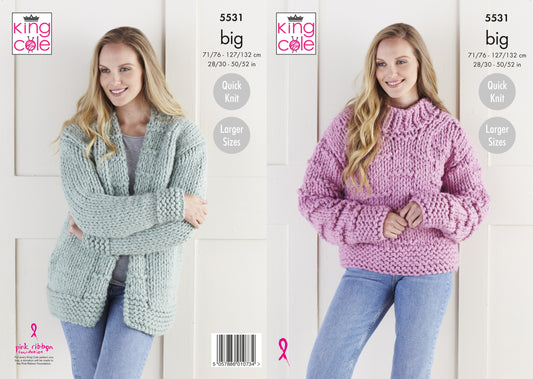 King Cole 5531 Sweater and Cardigan - Mega chunky