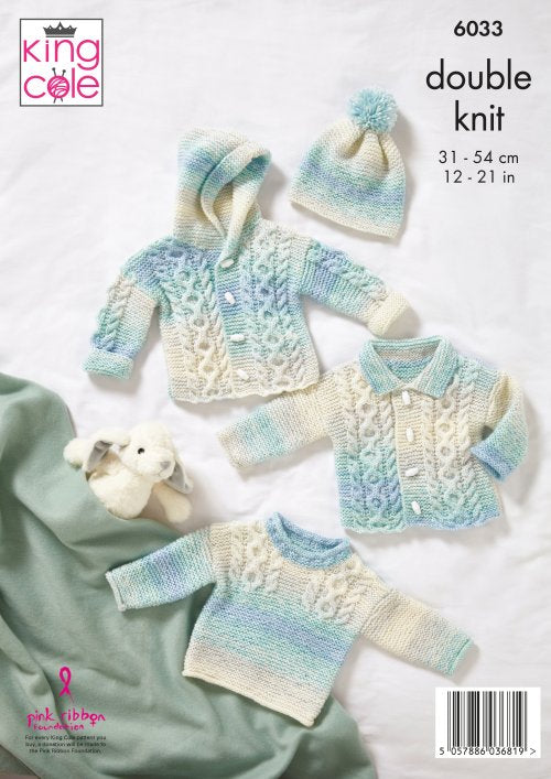 King Cole 6033  Cardigan, Cape, Jacket & Hat