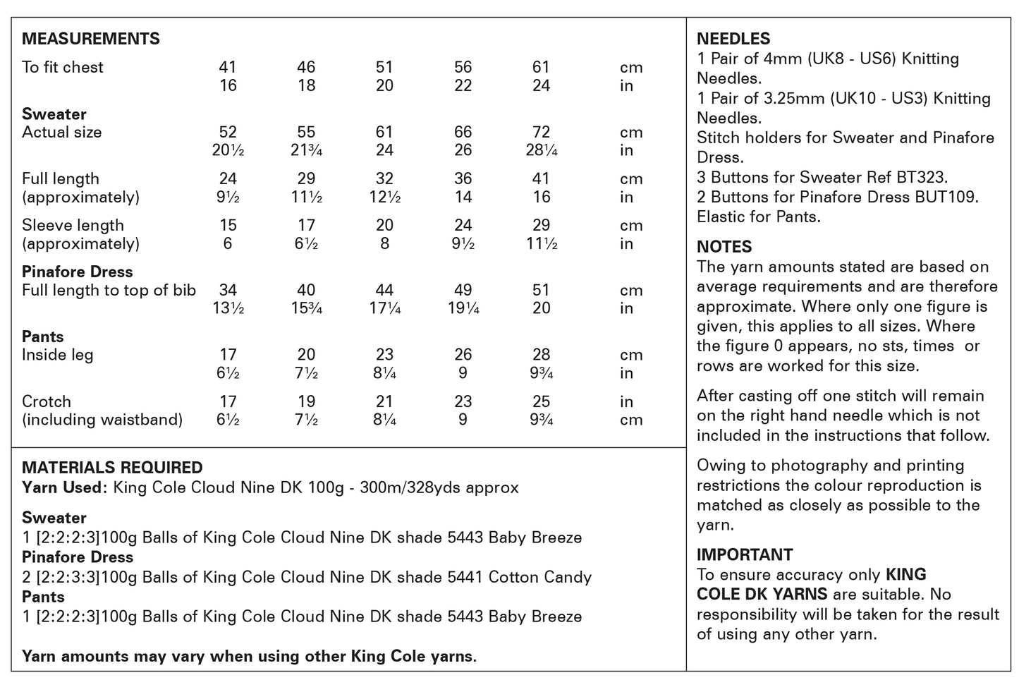 King Cole Knitting Pattern 6057 Double knitting