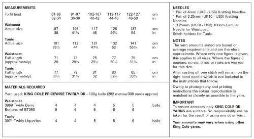 King Cole 6135 Waistcoat & Tunic Knitted DK