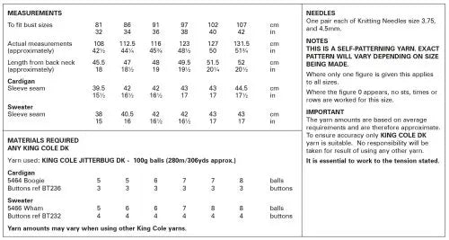 King Cole Knitting Pattern 6141 Double knitting