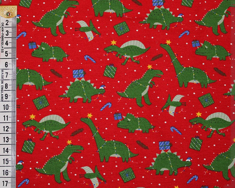 Cotton Jersey Christmas Dinosaurs