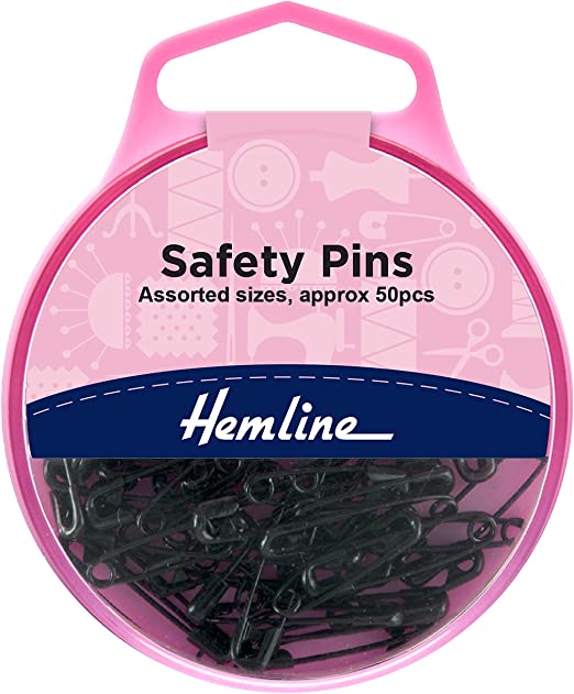 Hemline Safety Pins Black Assorted