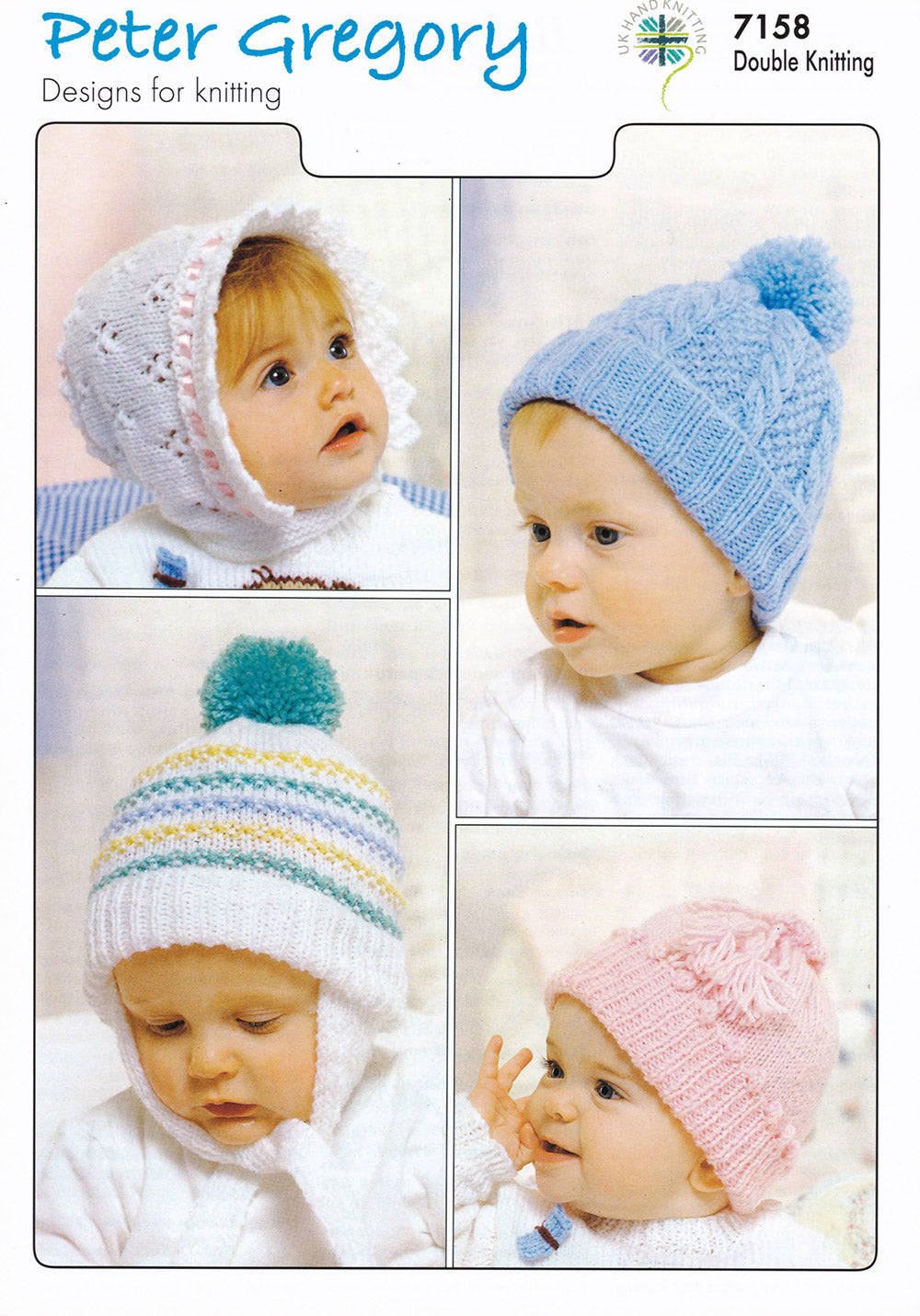 Peter Gregory Knitting Pattern Baby Hats - Double Knitting