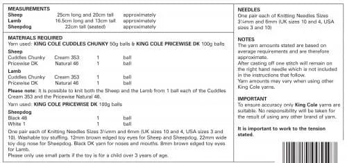 King Cole Knitting Pattern - Sheep,Lamb  and Sheep Dog