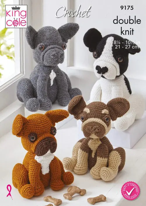 King Cole Crochet Pattern -  Toy Dog: Amigurumi French Bulldogs 9175