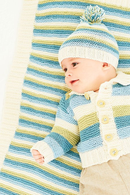 Stylecraft 9831 Knitting Pattern Baby Cardigan Blanket and Hat - Double Knitting