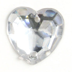 Sew on Acrylic Heart shaped Jewel 14mm