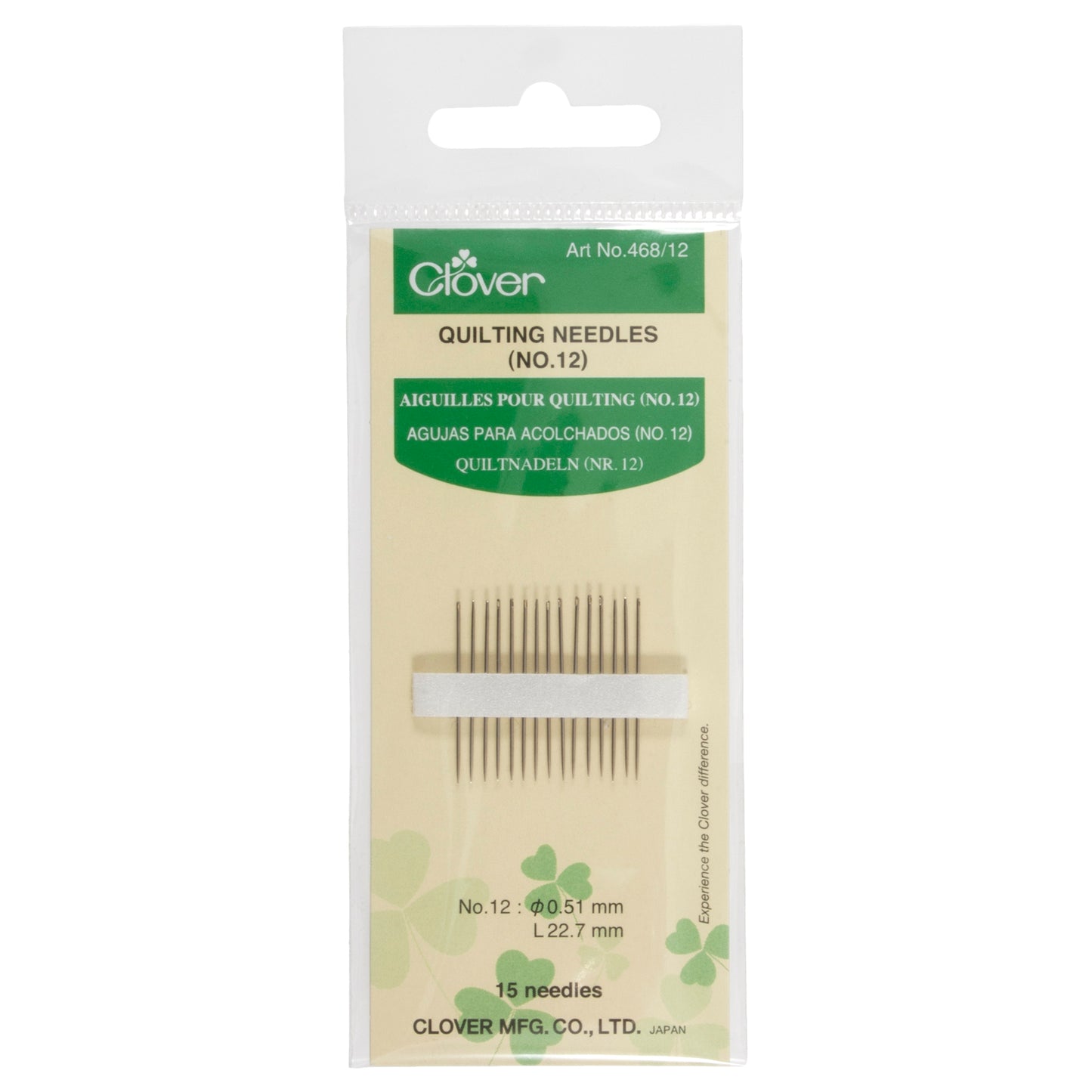 Hand Sewing Needles - Clover Quilting Needles N0 12