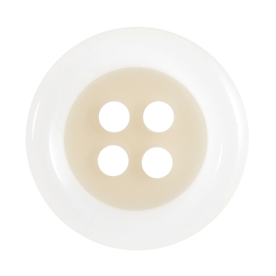 Buttons Clear Rimmed  2 hole 15mm Cream