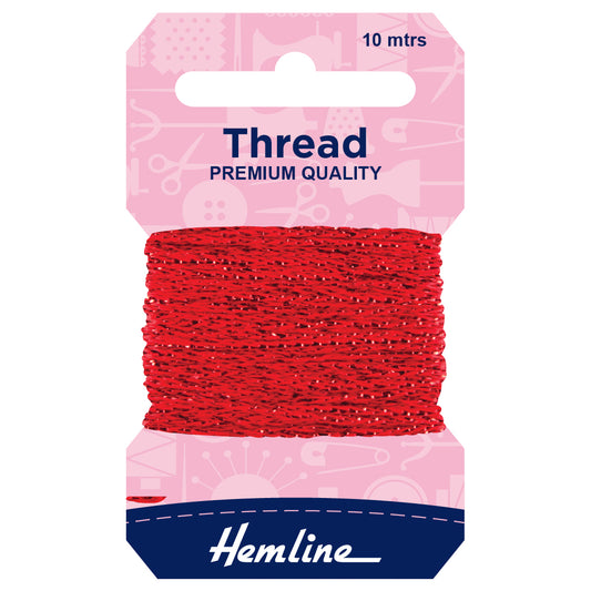 Hemline Metallic Thread Red