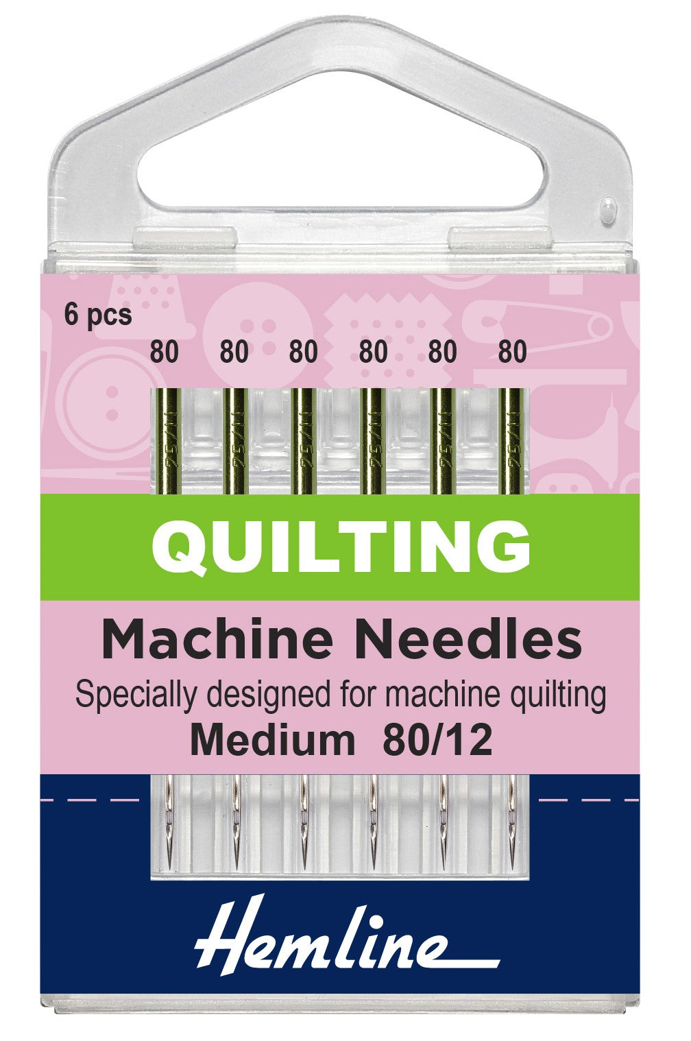 Hemline Quilting Medium 80/12 Machine Needles 6pcs~