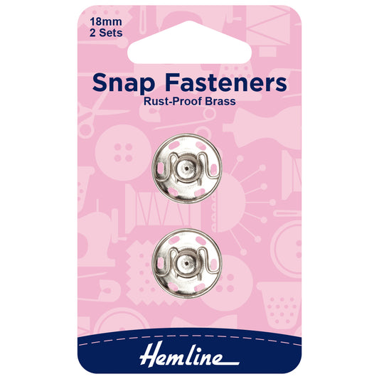 Hemline Sew On Snap Fasteners 18mm Nickel