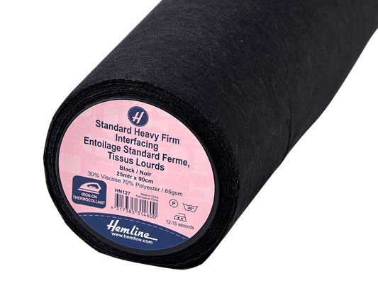 Iron-On Interfacing Standard Heavy/Firm 90x100cm Black