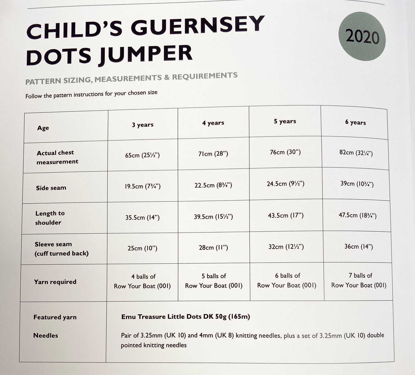 Emu Knitting Pattern Childs Guernsey Dots Jumper - Double knitting (2020)