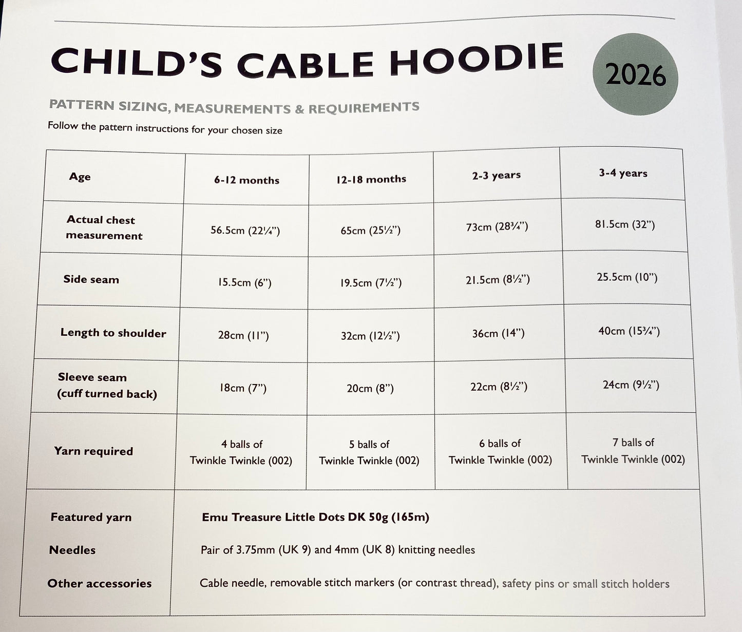 Emu Knitting Pattern Childs Cable Hoodie - Double knitting (2026)