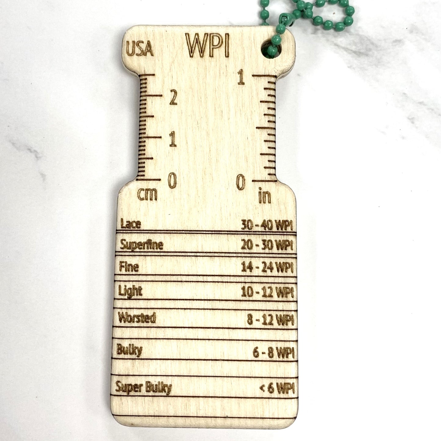 Knitting/Crochet WPI Tool - Birch Wood