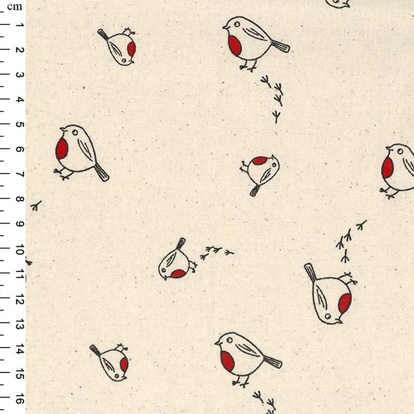 100% Cotton Christmas Robins