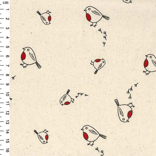 100% Cotton Christmas Robins