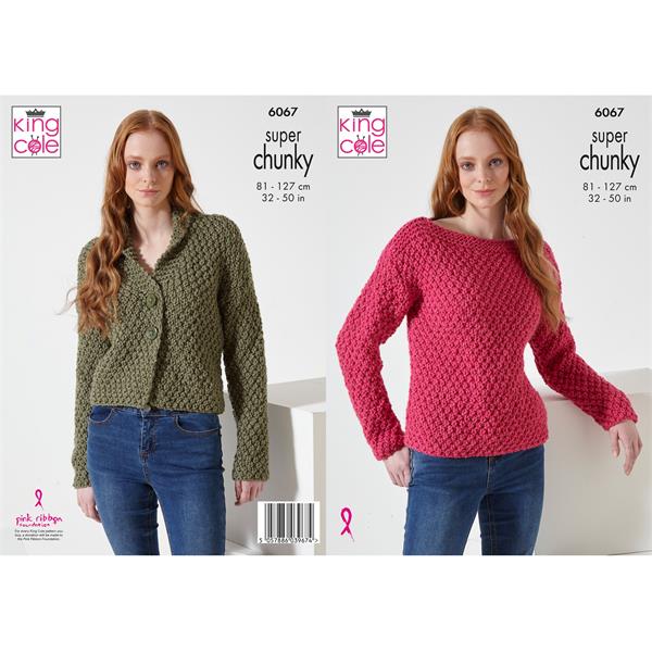 King Cole 6068  Sweater and Cardigan  Super chunky