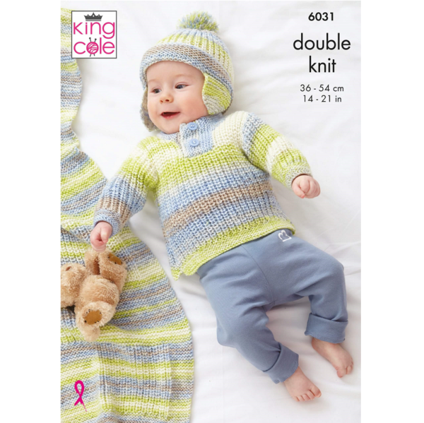 King Cole 6031 Jacket, Gilet, Sweater, Hat & Blanket