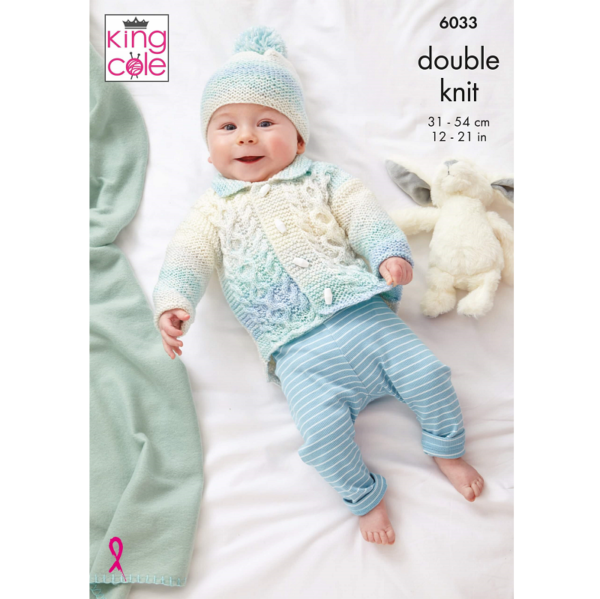 King Cole 6033  Cardigan, Cape, Jacket & Hat