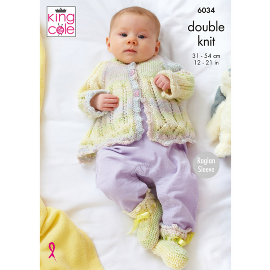 King Cole 6034  Overtop, Cardigan, Matinee Jacket & Bootees