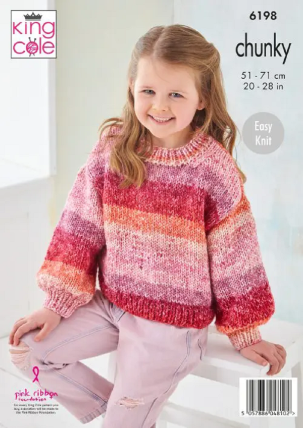 King Cole Chunky Pattern – 6198 Jumper and Long Cardigan