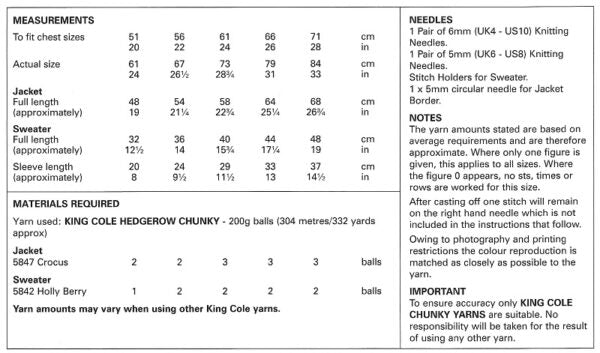 King Cole Chunky Pattern – 6198 Jumper and Long Cardigan