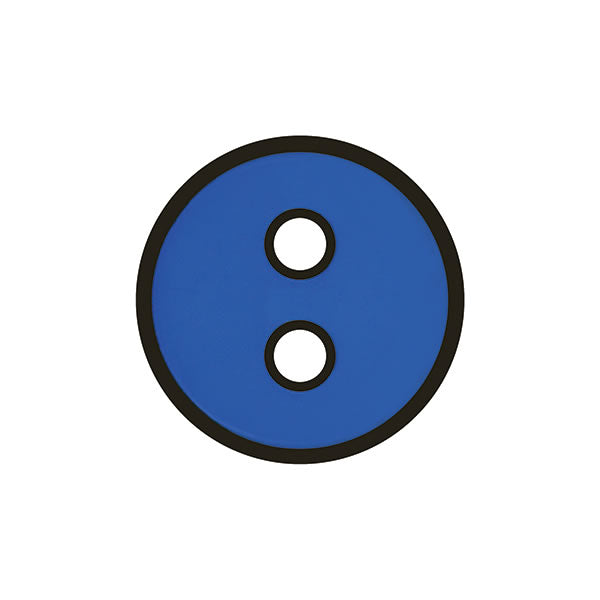 Button Royal Blue with black outline  17mm