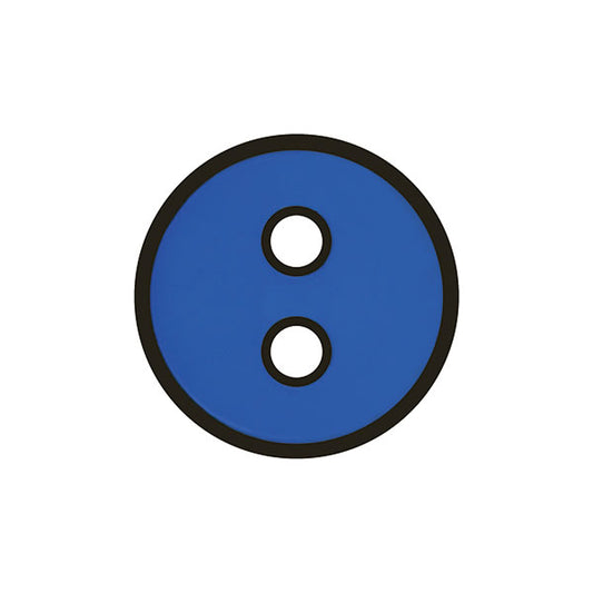 Button Royal Blue with black outline  17mm