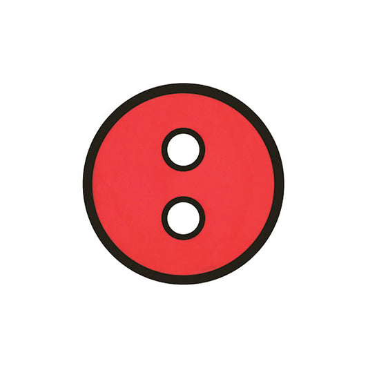 Button Red with black outline  23mm