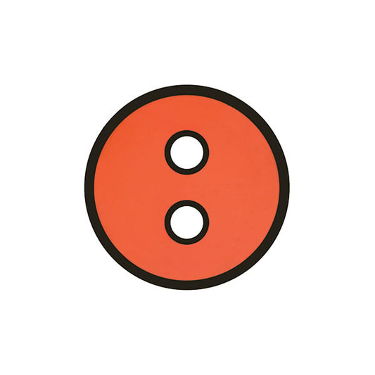 Button Orange with black outline  23mm