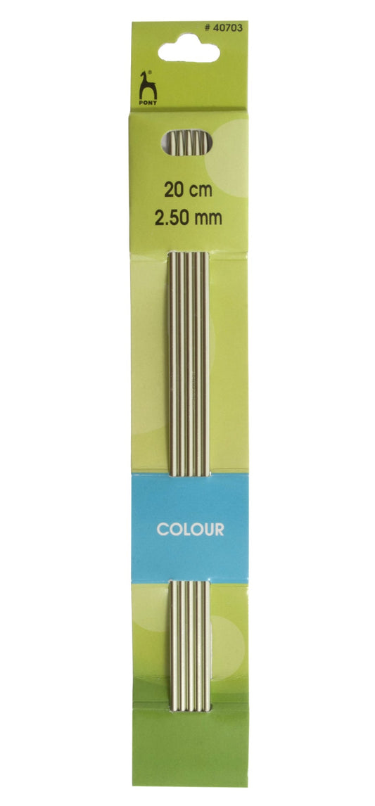 Pony Double-Point Coloured Knitting Needles-Set Of Five 2.50mm