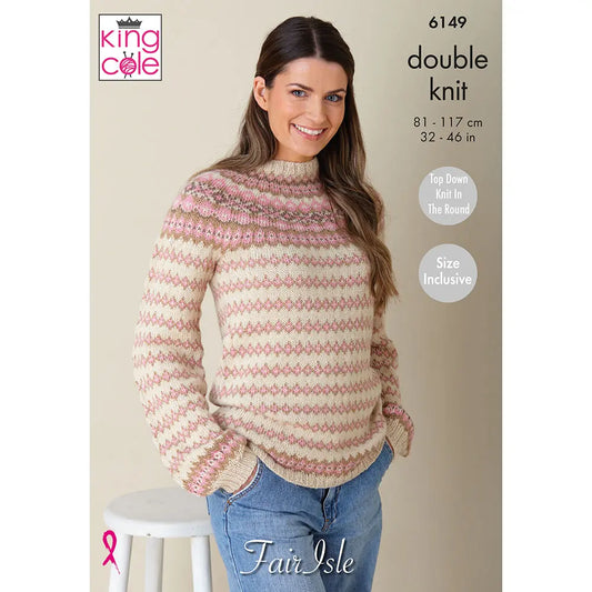 King Cole Knitting Pattern 6149 Top Down Knitted in The Round