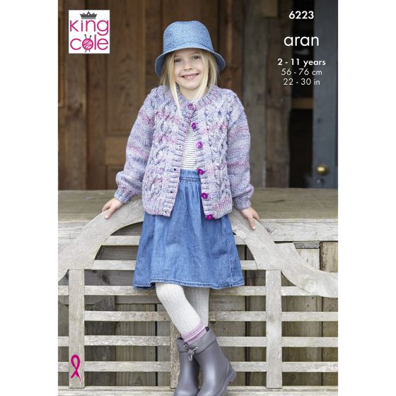 King Cole Knitting Pattern 6223 Childs Jacket - Aran