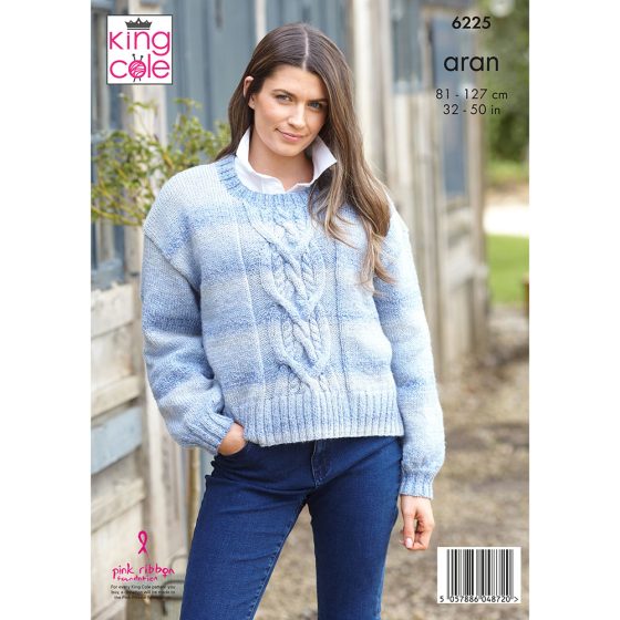 King Cole Knitting Pattern 6225 Ladies Sweaters  - Aran