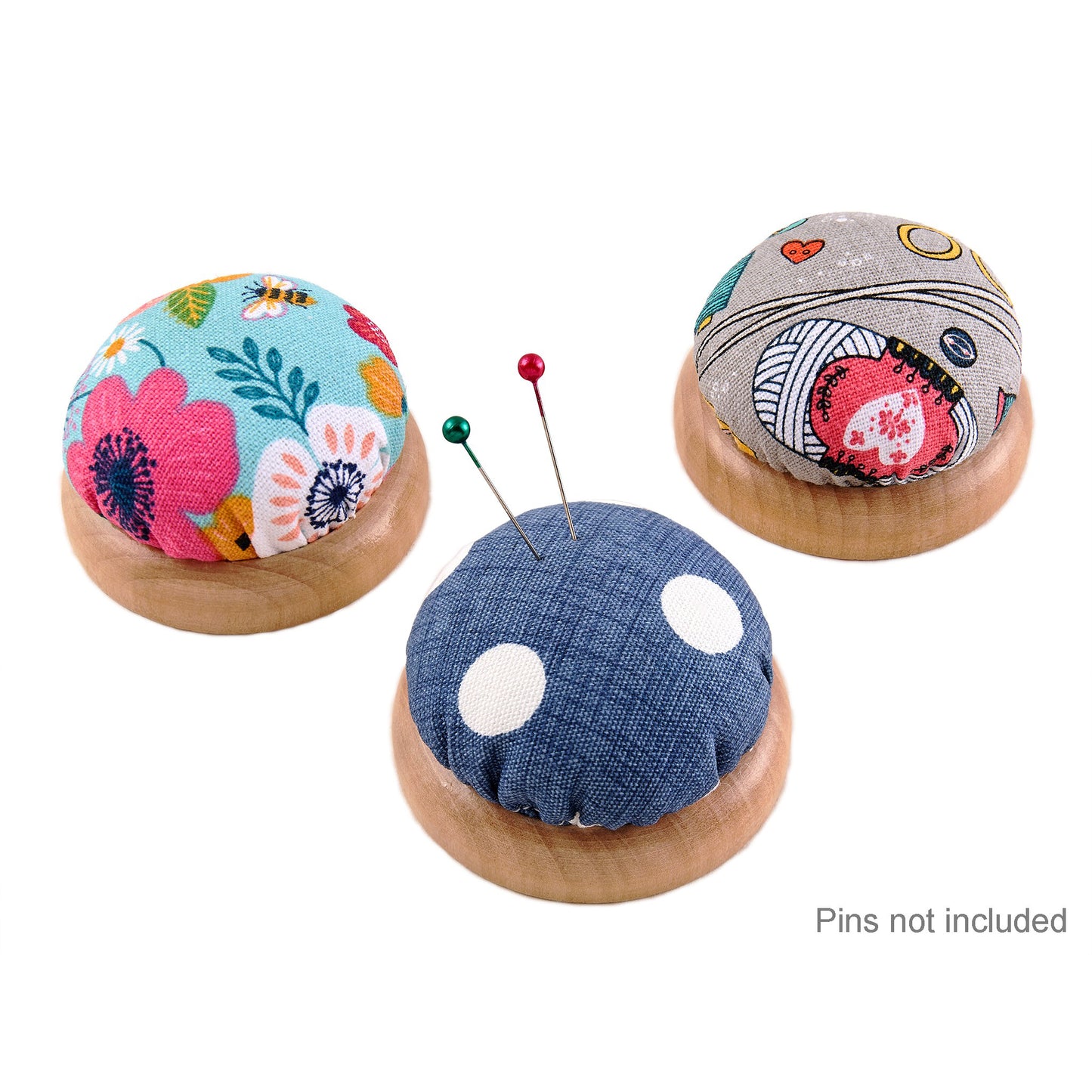 Pin Cushion on Wooden Base