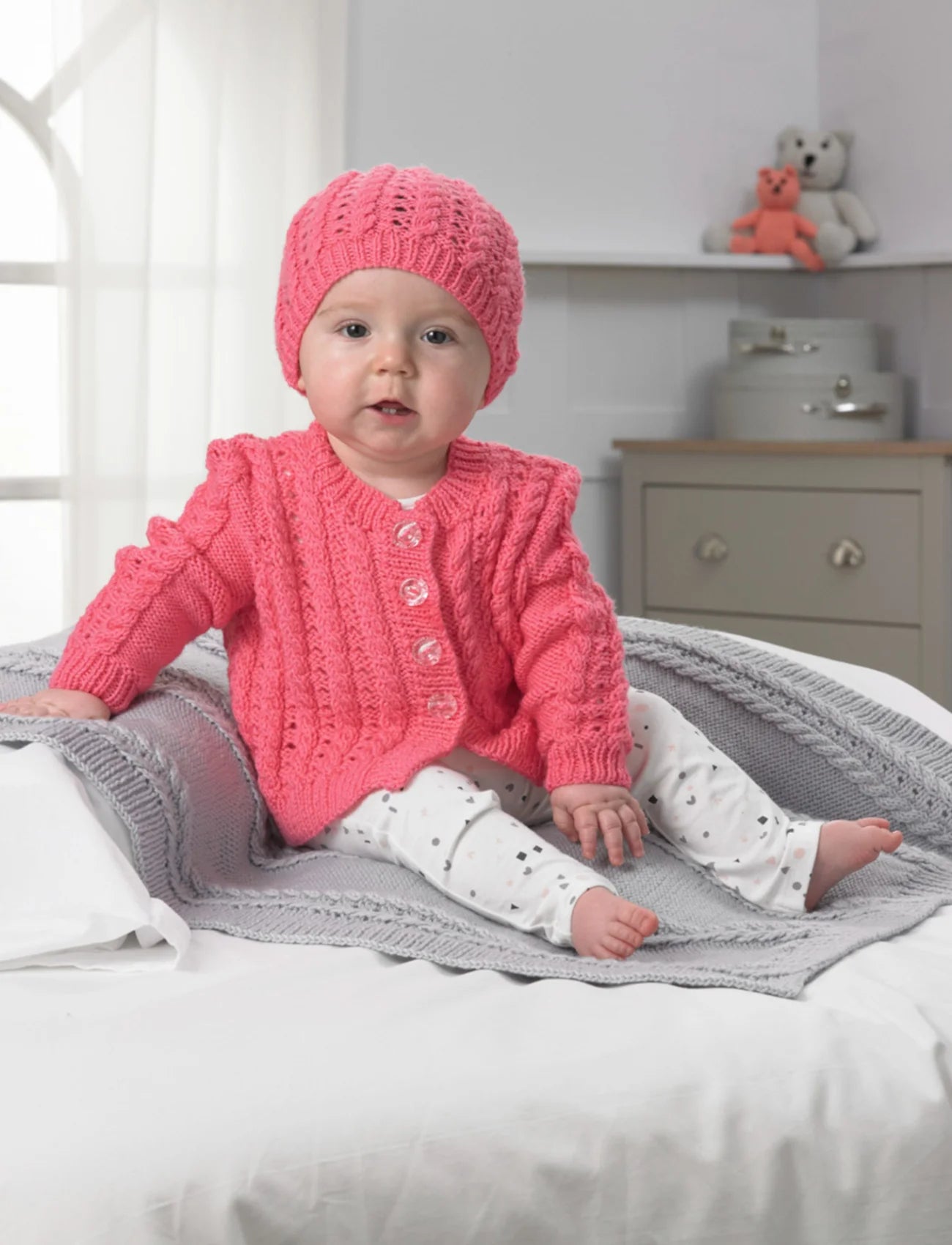 Wendy Peter Pan PP010 Baby Cardigan, Hat and Blanket - Double Knitting