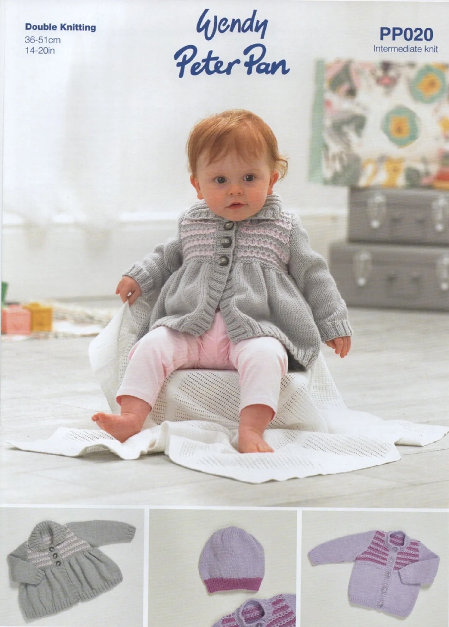 Wendy Peter Pan PP020 Baby Cardigan, Jacket and Hat - Double Knitting