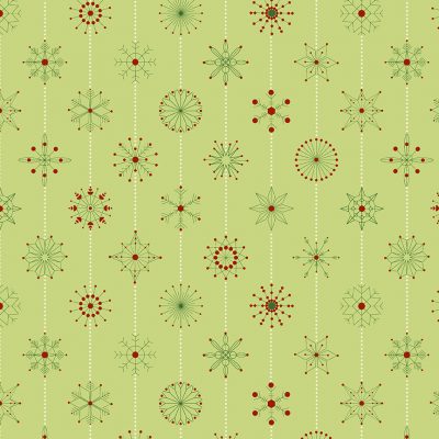 100% Cotton  Snowflakes - Light Green by Makower